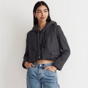 NWT Madewell The Sutter Crop Blazer in White Linen Size Small